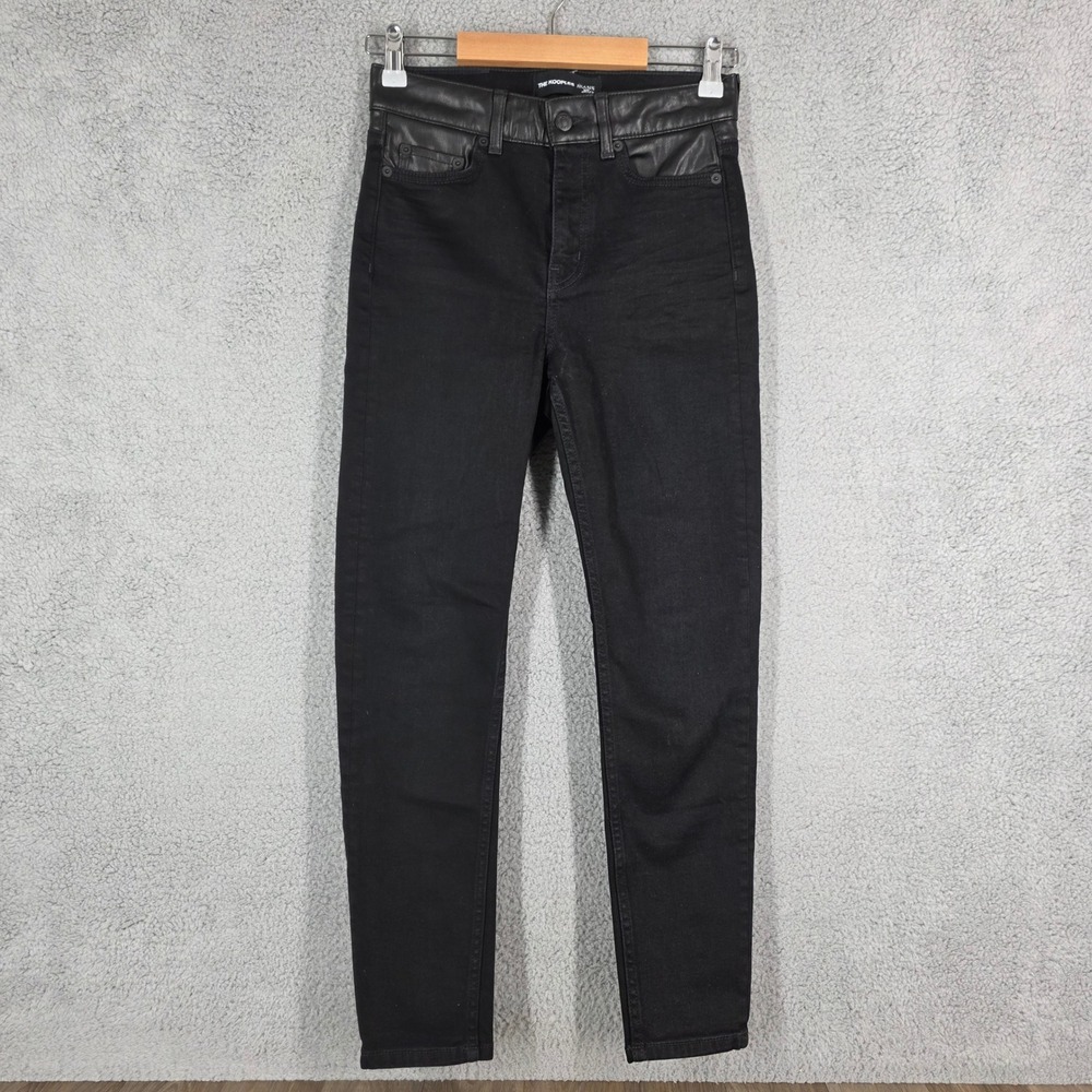 The Kooples‎ Jeans Lizy Black Leather Trim Skinny High Rise Womens Size 24